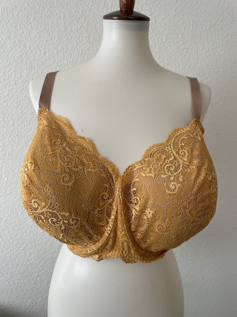 Third Love Bra Lingerie 24/7 Lace Balconette Intimates Yellow Tan